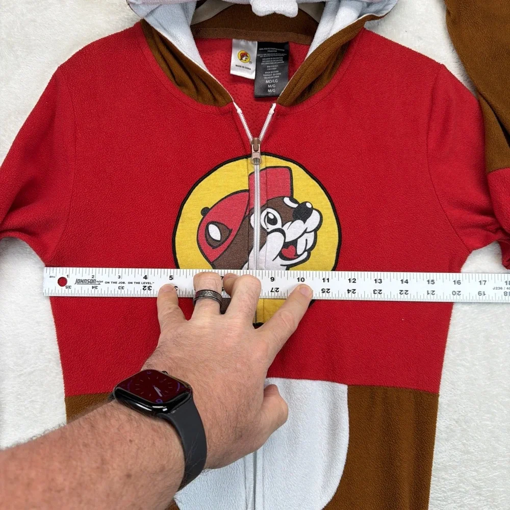 Buc-ee's Beaver Costume Boys Medium Hooded One Piece Pajama Union Suit Zip Tail